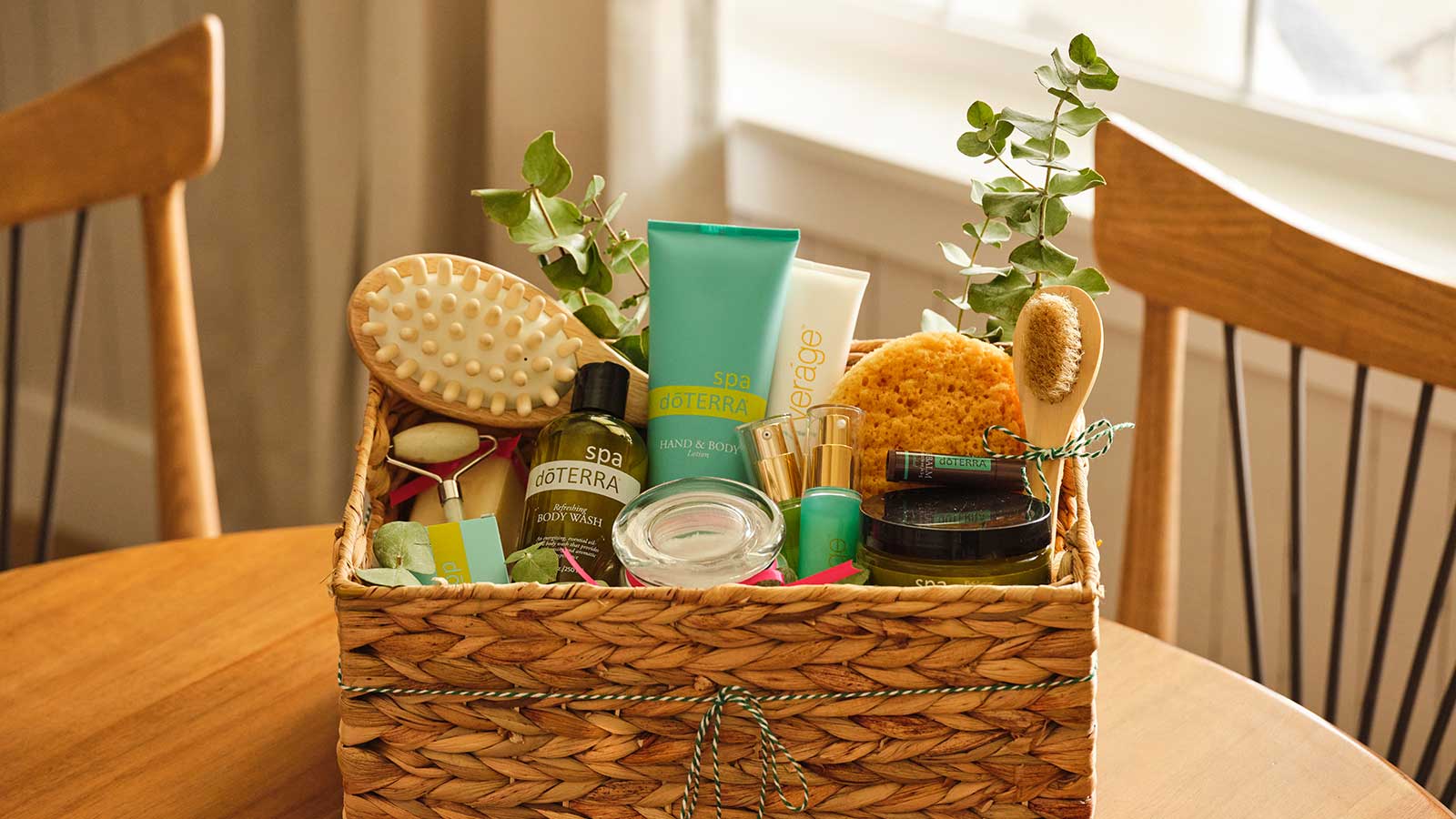 Basket filled with self care products