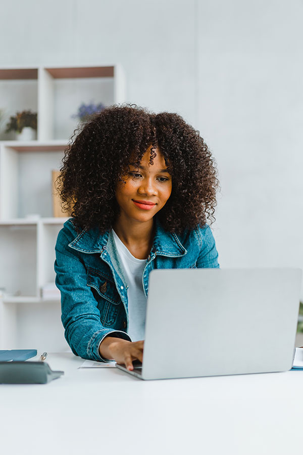 Woman looking at computer