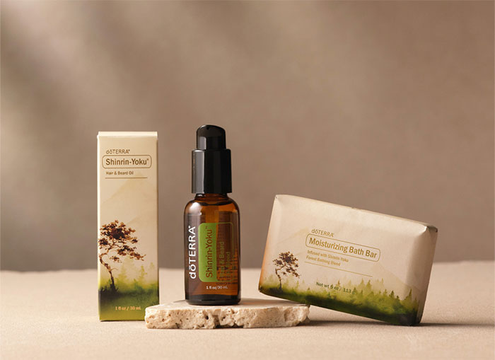 Shinrin-Yoku bath bar, beard oil, and oil blend