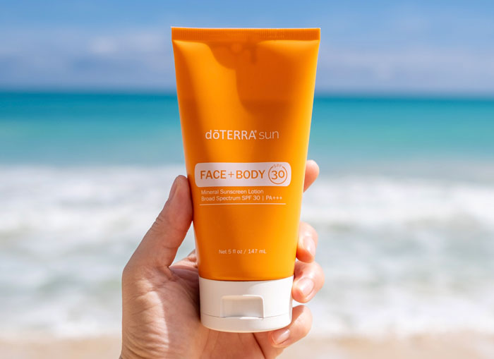 SunScreen Lotion in front of the waves