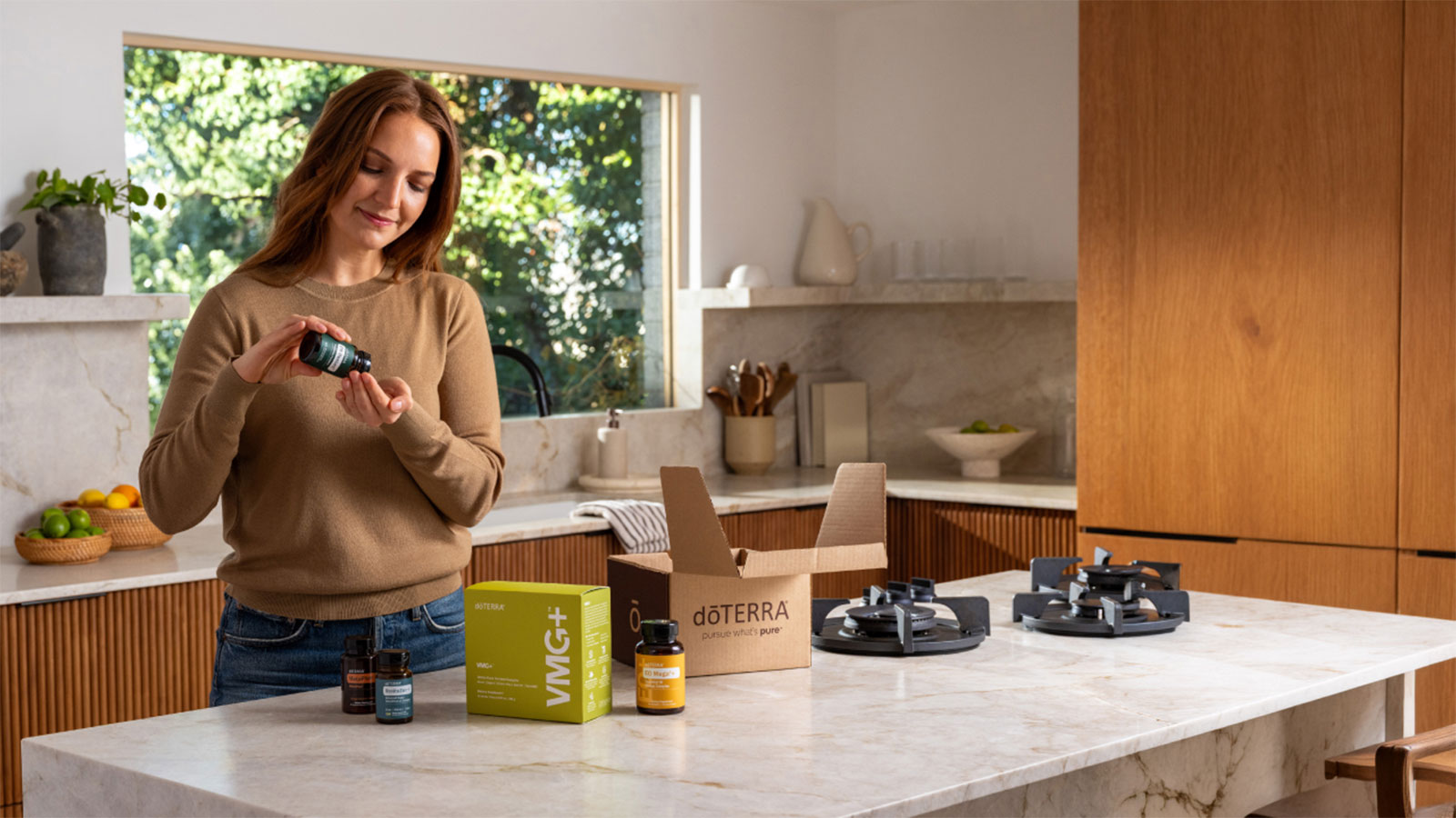 Woman taking doTERRA supplements