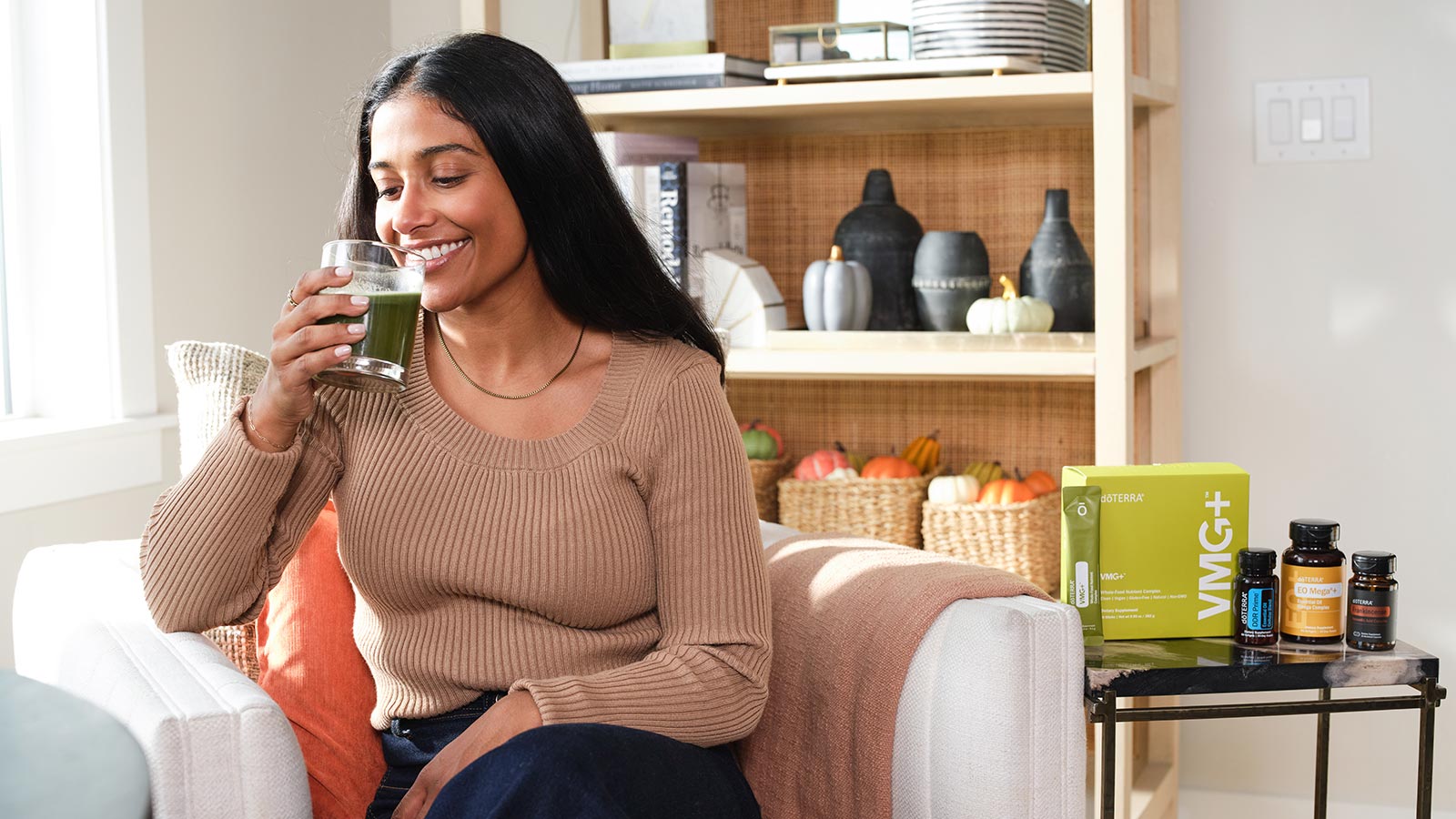 Woman Drinking doTerra VMG