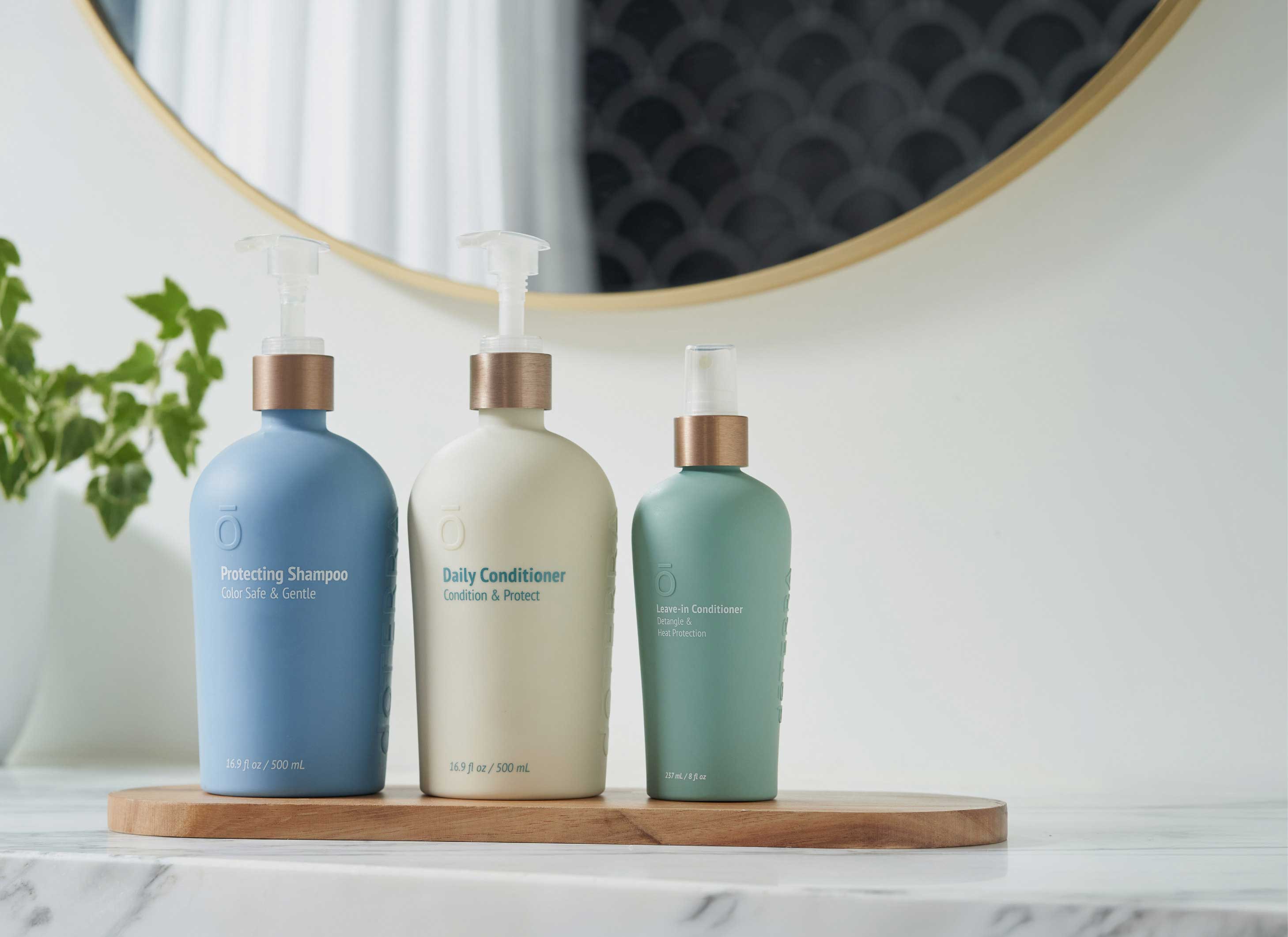 Bottles of Shampoo, Conditioner, and leave-in Conditioner