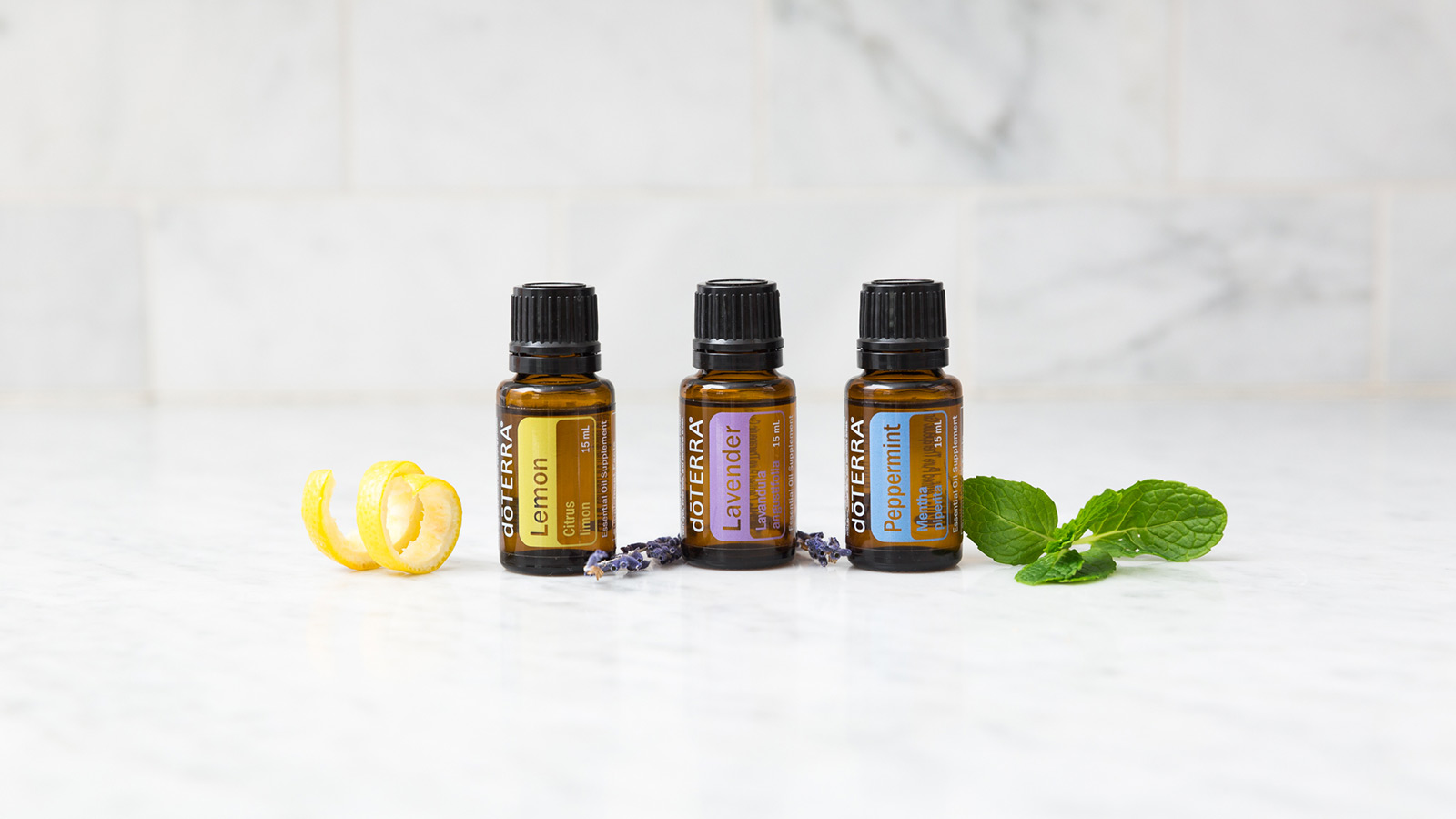 Lemon, Lavender, and Peppermint essential oils