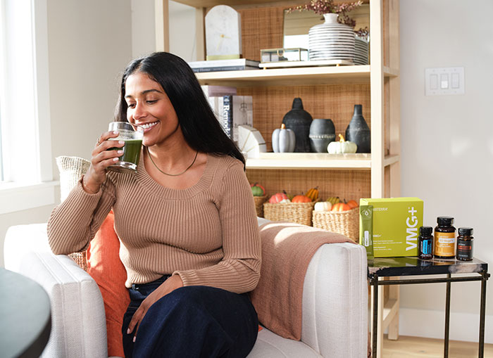 Woman Drinking doTerra VMG